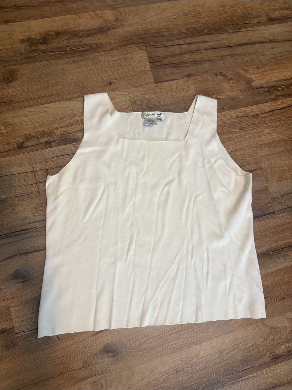 Coldwater Creek Cream Off-white Square Neck Tank